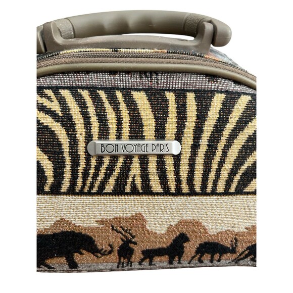 Bon Voyage Paris Travel Cosmetics Bag Animal Print Safari Tapestry - Picture 3 of 9